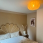 Foto 74686-6: Luxe beige lampion lamp van stof voor aan het plafond