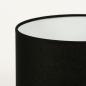Foto 74737-6: Schwarze Tischlampe mit Sockel aus schwarzem geflochtenem Seil und rundem Stoffschirm