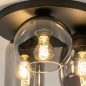 Foto 74824-4 detailfoto: Zwarte plafondlamp met drie verschillende vormen donkere glazen (smoke)
