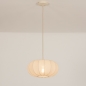 Foto 74886-2 vooraanzicht: Luxe beige lampion hanglamp van stof in japandi stijl 