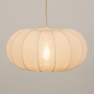 Foto 74886-4 vooraanzicht: Luxe beige lampion hanglamp van stof in japandi stijl 
