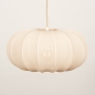 Foto 74886-7 vooraanzicht: Luxe beige lampion hanglamp van stof in japandi stijl 