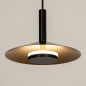 Foto 74901-12 detailfoto: Ronde led hanglamp met drie metalen kappen in zwart met goud, geeft indirect licht 