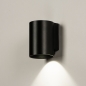 Foto 74950-4 schuinaanzicht: Zwarte GU10 koker wandlamp down light voor binnen, buiten en badkamer