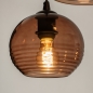 Foto 74964-14 detailfoto: Bruine hanglamp met vijf verschillende bruine glazen 
