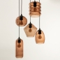Foto 74964-8 vooraanzicht: Bruine hanglamp met vijf verschillende bruine glazen 