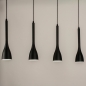 Foto 74968-2 vooraanzicht: Zwarte 4-lichts hanglamp van metaal in minimalistisch design en gedraaid strijkijzersnoer