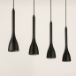 Foto 74968-6 schuinaanzicht: Zwarte 4-lichts hanglamp van metaal in minimalistisch design en gedraaid strijkijzersnoer