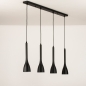 Foto 74968-8 schuinaanzicht: Zwarte 4-lichts hanglamp van metaal in minimalistisch design en gedraaid strijkijzersnoer