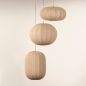 Foto 75002-13 vooraanzicht: Japandi hanglamp met drie lampion lampen in taupe