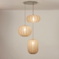 Foto 75002-2 vooraanzicht: Japandi hanglamp met drie lampion lampen in taupe