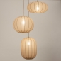 Foto 75002-3 vooraanzicht: Japandi hanglamp met drie lampion lampen in taupe