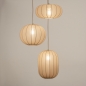 Foto 75002-5 vooraanzicht: Japandi hanglamp met drie lampion lampen in taupe