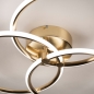 Foto 75022-8 detailfoto: Moderne led plafondlamp die bestaat uit drie cirkels in goud, dimbaar zonder dimmer
