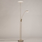 Foto 75081-2 schuinaanzicht: Moderne led uplighter en draaibare leeslamp in goud met dimbare led verlichting