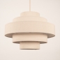 Foto 75083-10 schuinaanzicht: Ronde hanglamp van beige linnen