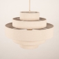 Foto 75083-11 schuinaanzicht: Ronde hanglamp van beige linnen