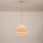 Foto 75083-2 schuinaanzicht: Ronde hanglamp van beige linnen