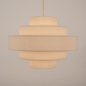 Foto 75083-3 schuinaanzicht: Ronde hanglamp van beige linnen