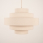 Foto 75083-6 schuinaanzicht: Ronde hanglamp van beige linnen