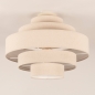 Foto 75084-4 schuinaanzicht: Ronde plafondlamp van beige linnen 