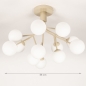 Foto 75103-1 maatindicatie: Grote plafondlamp in beige met twaalf witte bollen in Scandinavische stijl 