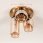 Foto 75135-1 maatindicatie: Plafondlamp goud met drie verschillende glazen in champagne kleur 