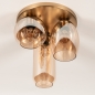Foto 75135-5 onderaanzicht: Plafondlamp goud met drie verschillende glazen in champagne kleur 