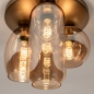 Foto 75135-9 detailfoto: Plafondlamp goud met drie verschillende glazen in champagne kleur 