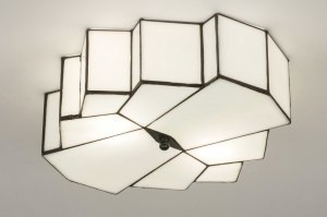 plafondlamp 12147 eigentijds klassiek art deco glas wit glans