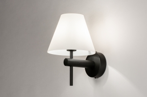 wandlamp 13937 modern glas wit opaalglas metaal zwart mat wit mat rond