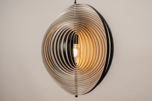 hanglamp 15614 modern retro hout zwart naturel rond
