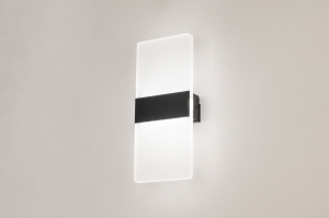 wandlamp 15644 modern kunststof acrylaat kunststofglas metaal zwart mat rechthoekig
