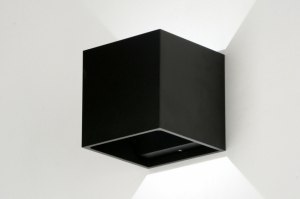 wandlamp 15662 modern aluminium zwart mat vierkant