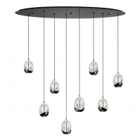 hanglamp 15752 modern eigentijds klassiek art deco glas helder glas metaal zwart mat rond ovaal