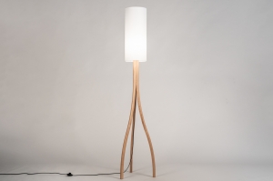 vloerlamp 31442 landelijk modern hout licht hout stof wit hout rond