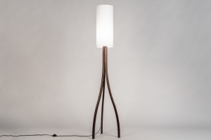 vloerlamp 31443 landelijk modern hout donker hout stof wit bruin rond