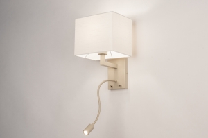 wandlamp 75125 modern eigentijds klassiek stof metaal wit beige vierkant